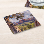 赤い石|セドナアリゾナ スクエアペーパーコースター (アングル)