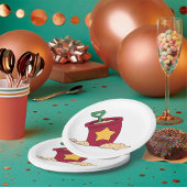 赤い砂のバケツ(星とシャベル) ペーパープレート