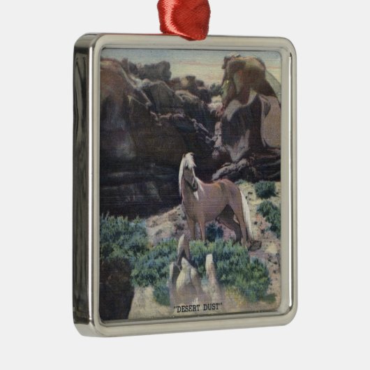赤い砂漠、WY -捕獲される野生のPalominoの種馬 メタルオーナメント (右)