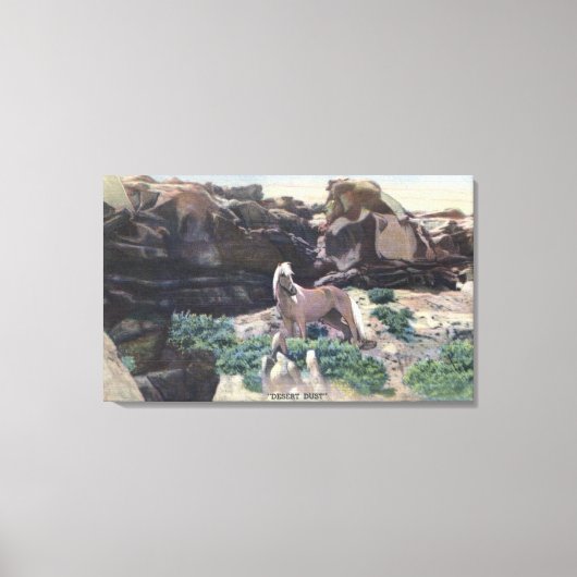 赤い砂漠、WY – 野生のパロミノのタリオンを捕獲 キャンバスプリント (正面)