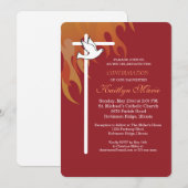 赤い確認の招待状（娘の十字架のドヴェのデザイン） 招待状 (正面/裏面)