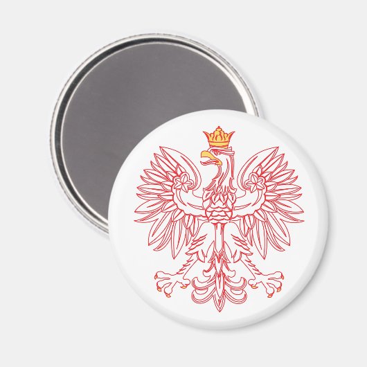 赤い磁石で縁取られたポーランドのワシ マグネット (正面/裏面)