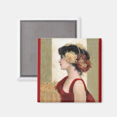 赤い磁石のロマンチックな女性 マグネット (正面/裏面)