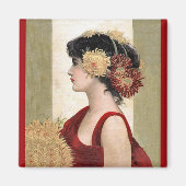 赤い磁石のロマンチックな女性 マグネット (正面)