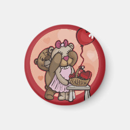 赤い磁石の可愛いテディカップル マグネット