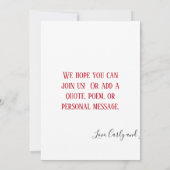 赤い祝ポピーフローラが大好き 招待状 (裏面)