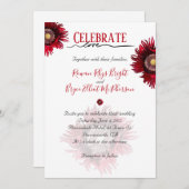 赤い祝ポピーフローラが大好き 招待状 (正面/裏面)