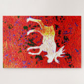 赤い神秘的なムースシルエット ジグソーパズル (横)
