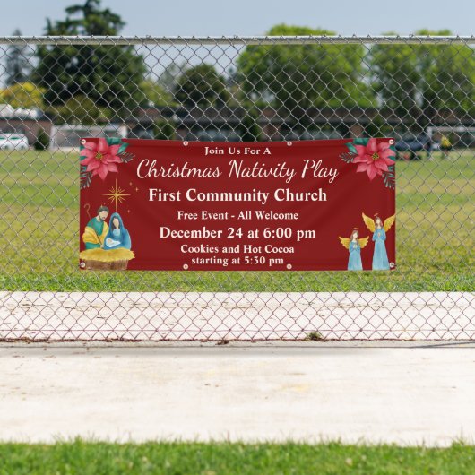 赤い祭りのクリスマス劇　教会イベント 横断幕 (インサイチュ)