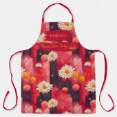 赤い禅デイジーキッチンアートリラックスのパターン エプロン (正面)