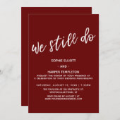 赤い私たちはまだ手書きモダンの記念日を行う 招待状 (正面/裏面)