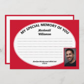赤い私の特別な思い出の写真の哀悼カード 招待状 (正面/裏面)