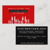 赤い私用シェフのケイタリングビジネスカード 名刺 (正面/裏面)