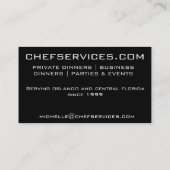 赤い私用シェフのケイタリングビジネスカード 名刺 (裏面)