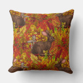 赤い秋のうさぎ クッション (正面)