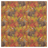 赤い秋のうさぎ ファブリック (見本)