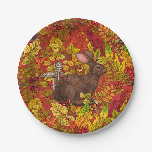 赤い秋のうさぎ ペーパープレート (正面)