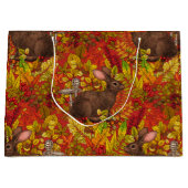 赤い秋のうさぎ ラージペーパーバッグ (正面)