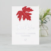 赤い秋のイチョウの結婚式感謝祭 シルバー 箔招待状 (立ち正面)