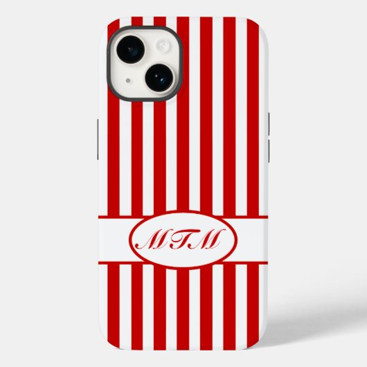 赤い秋のストライプモノグラム Case-Mate iPhoneケース (裏面)