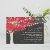 赤い秋の木とストリングライトのウェディング 招待状 (スタンド正面)