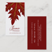 赤い秋の葉のデザインの縦の名刺 名刺 (正面/裏面)