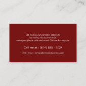 赤い秋の葉のデザインの縦の名刺 名刺 (裏面)