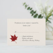 赤い秋の葉の結婚式の応答カード 出欠カード (スタンド正面)