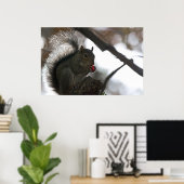 赤い種子のポスター付きリス ポスター (ホームオフィス)