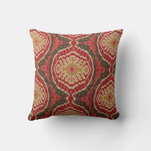 赤い種族のイカットのアクセントの枕 クッション (裏面)