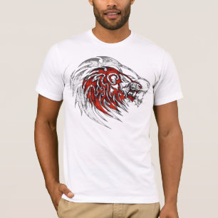 赤い種族のライオンの頭部 Tシャツ
