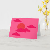 赤い空のオレンジ色の夕日空白の: カード (黄色い花)