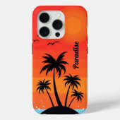 赤い空の下のヤシの島 Case-Mate iPhoneケース (裏面)