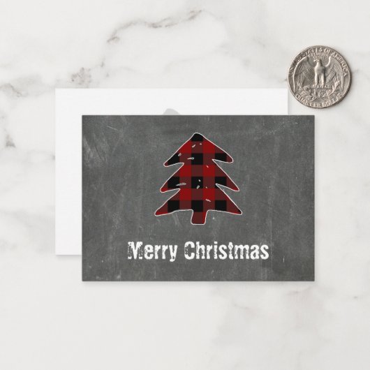 赤い空白のバッファローはメリークリスマスありがとう ノートカード (正面/裏面インサイチュ)