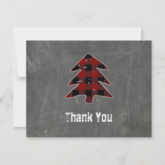 赤い空白のバッファロープレイドクリスマスサンキューノート シーズンカード (正面)