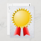 赤い空白のリボンと金ゴールドスター賞 ポストカード (正面/裏面)