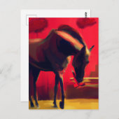 赤い空馬と花 ポストカード (正面/裏面)