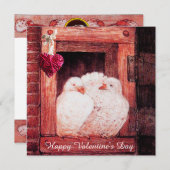 赤い窓に白いハトVALENTINE'S DAYモノグラム シーズンカード (正面/裏面)