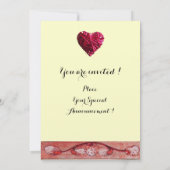 赤い窓の白い鳩 ウェディング ジュエリー モノグラム 招待状 (裏面)