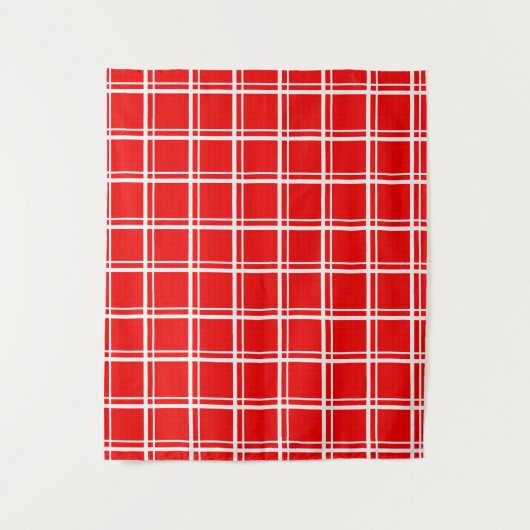 赤い窓ガラス格子格子のパタストライプーンデザイン タペストリー (正面)