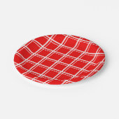 赤い窓ガラス格子格子のパタストライプーンデザイン ペーパープレート (アングル)