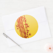 赤い竹の棒(黄色葉の) ラウンドシール (封筒)