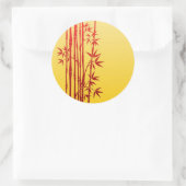 赤い竹の棒(黄色葉の) ラウンドシール (バッグ)