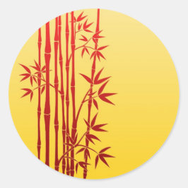 赤い竹の棒(黄色葉の) ラウンドシール