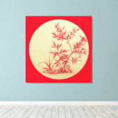 赤い竹 – 円形 – いいえカリー キャンバスプリント (インサイチュ (ウッドフロア))