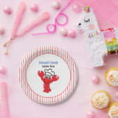 赤い笑顔のロブスターシェフハットストライプ ペーパープレート (パーティー)