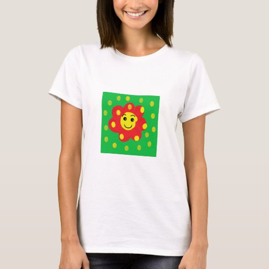 赤い笑顔の花 Tシャツ (正面)