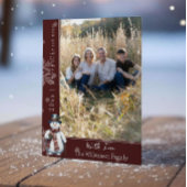 赤い笑顔の雪だるまフォトホリデーカード シーズンカード