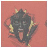 赤い笑顔のKrampusスイッチ ファブリック (クローズアップ)