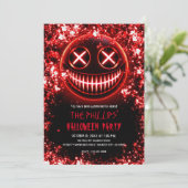 赤い笑顔白熱［赤熱］光を放つ顔シンダースハローウィンパーティ 招待状 (スタンド正面)